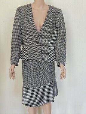 Ann Taylor Black and White Patterned Skirt Set